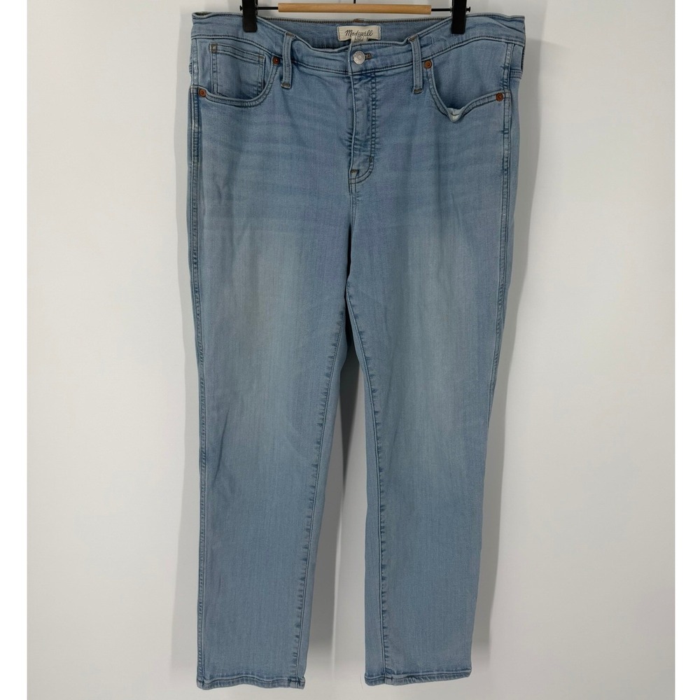 Madewell Womens Mid-Rise Stovepipe Jeans Light Wash Blue Size 32